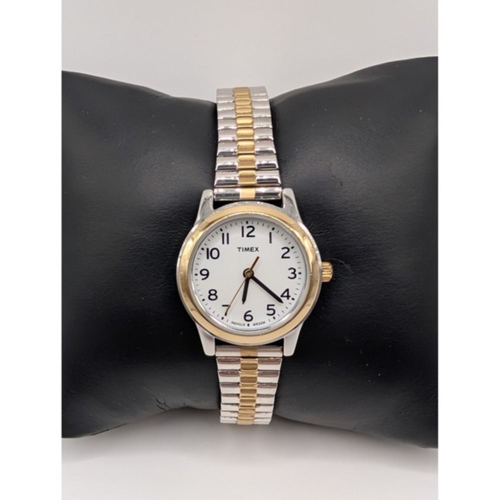 Timex Indiglo Two Tone Watch White‎ Dial Arabic Numerals Quartz 26mm